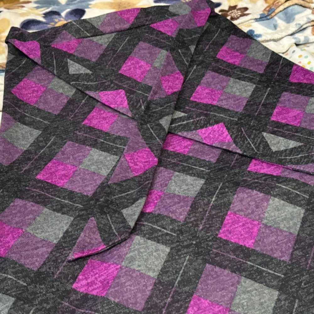 Black, Gray, and Purple Plaid Skirt